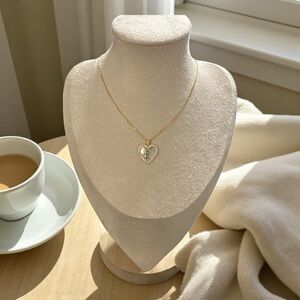 Gold Heart Initial “E” Pendant Necklace